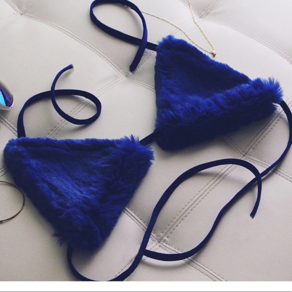 Blue Fur Bra
